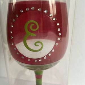 Red and Green Monogrammed Wine Glass